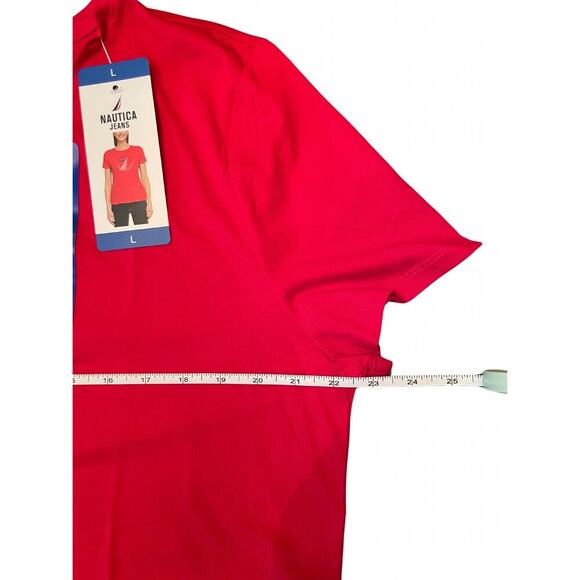 Nautica Jeans Logo Sailboat T-Shirt Red Size Large New with Tags 0506G - Picture 3 of 6